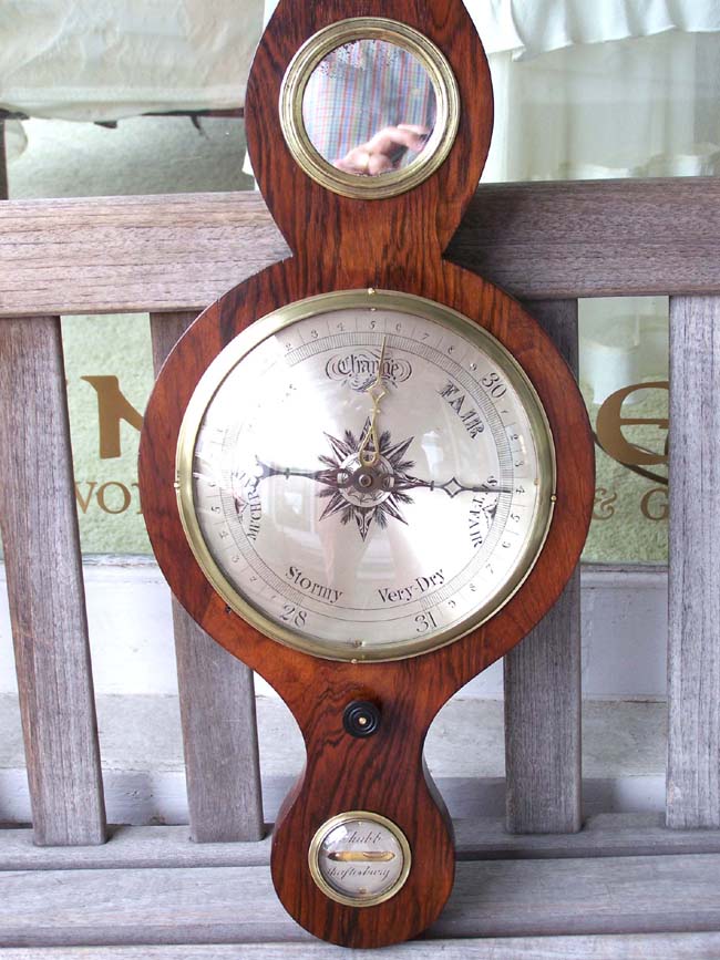 A Good mid 19th century English Rosewood Banjo form Barometer signed 'Chubb, Shaftesbury', circa 1860. — image 2